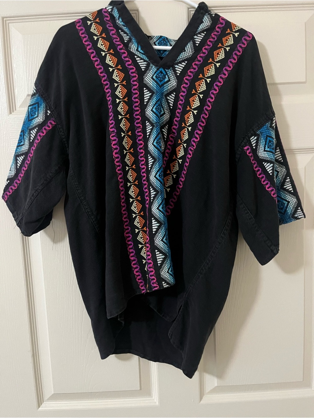 Black Poncho-Style Top